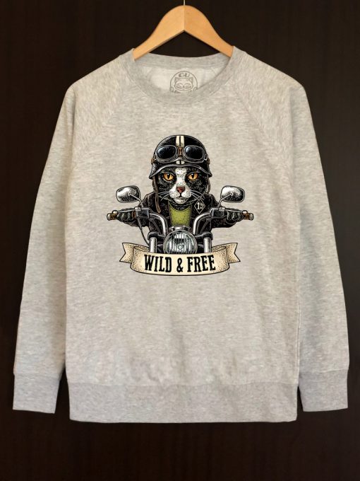 Printed sweatshirt-Motorcyclist Cat, Men