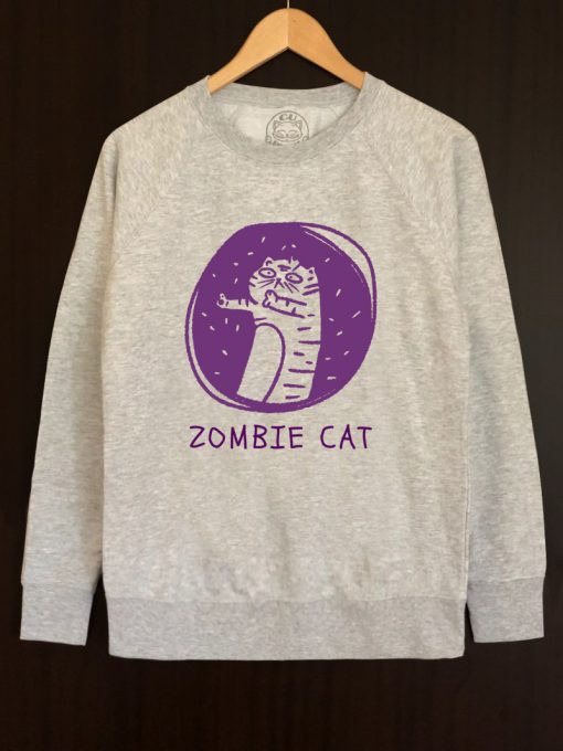 Printed Sweatshirt-Zombie Cat, Men
