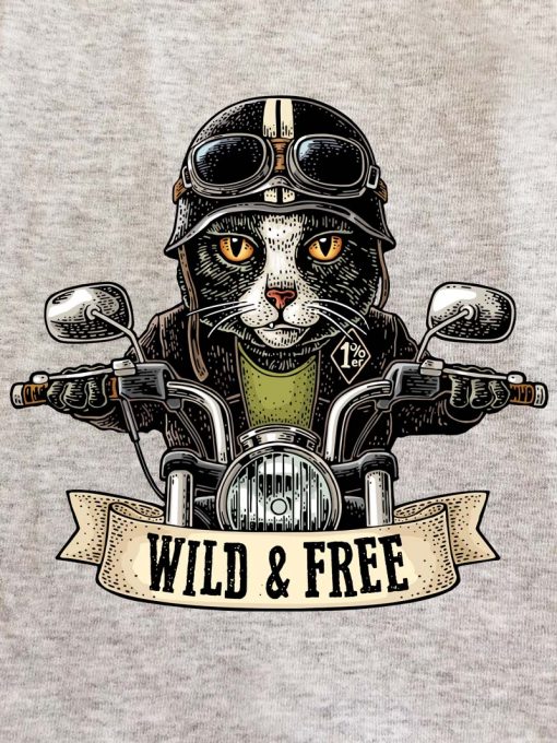 Printed sweatshirt-Motorcyclist Cat