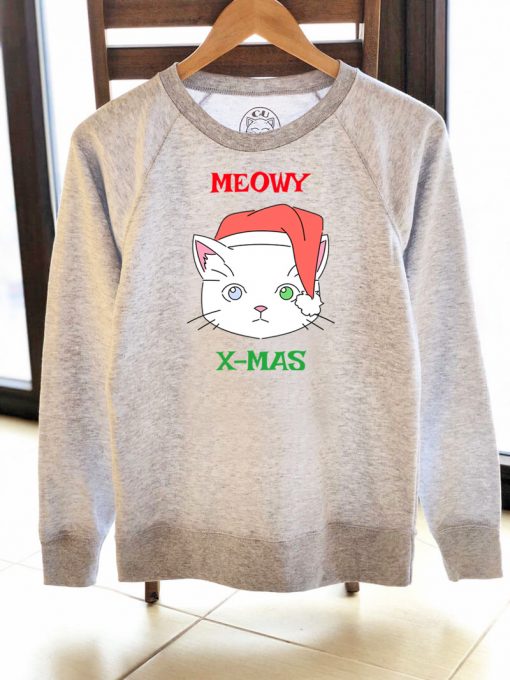 Printed Sweatshirt-Meowy X-Mas, Women