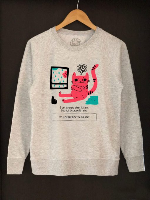 Printed Sweatshirt-Grumpy Cat, Women