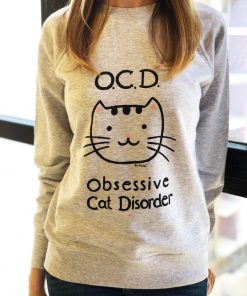 Hand painted Sweatshirt-Obsessive Cat Disorder, Women
