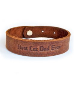 Natural leather bracelet-Best Cat Dad Ever