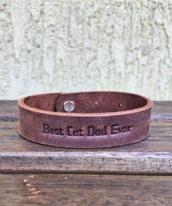 Natural leather bracelet-Best Cat Dad Ever
