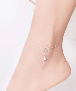 Silver foot bracelet-Cat with Bell