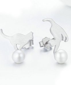 Playful Cats Silver Earrings