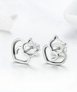 Adorable Cat Silver Earrings