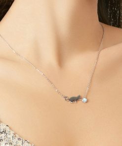 Jovial Cat Silver Necklace
