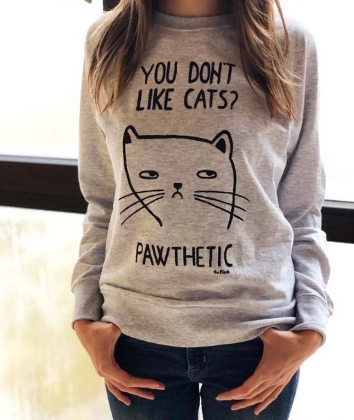 Hand painted Sweatshirt-Pawthetic Cat, Women