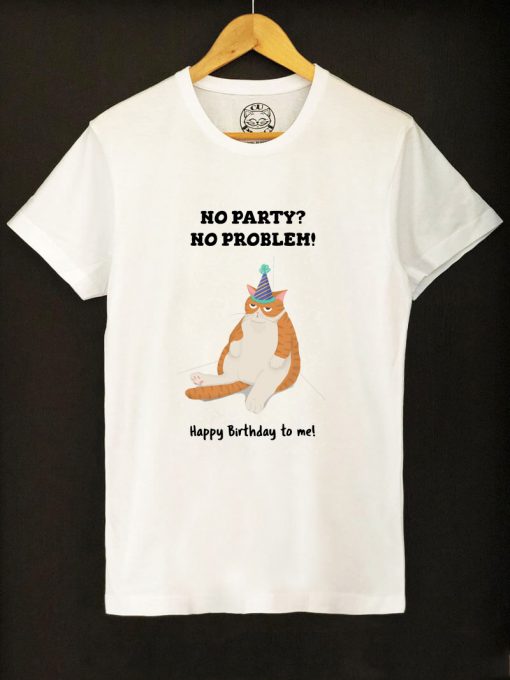 Organic cotton T-shirt- Happy Birthday (Ginger Cat), Men