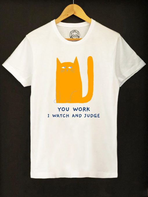Organic cotton T-shirt- Judgemental Cat, Men