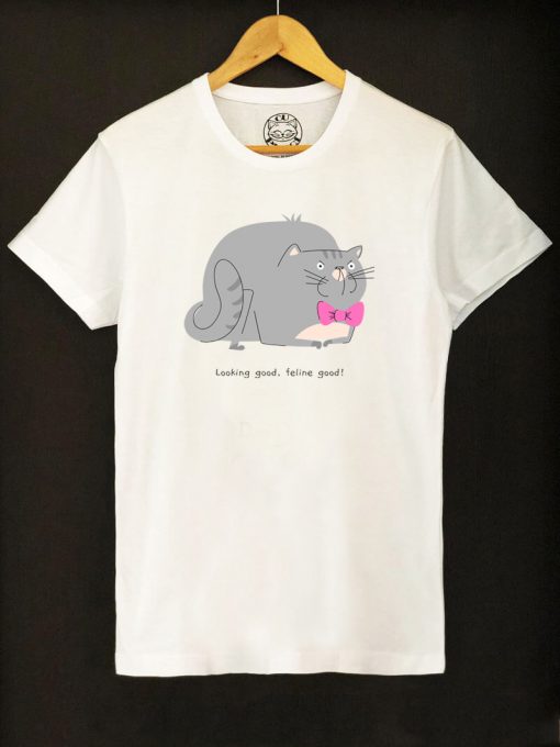 Organic cotton T-shirt-Looking Good, Feline Good, Men