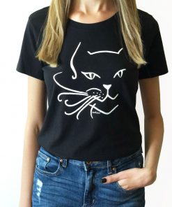 Hand painted T-shirt-Black Cat, Women