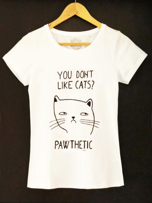 Hand painted T-shirt-Pawthetic Cat, Women