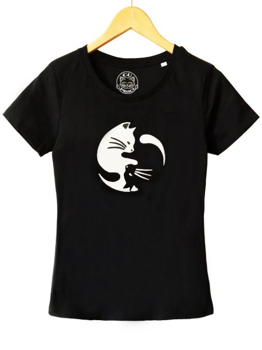 Hand painted T-shirt-Yin and Yang Cats, Women