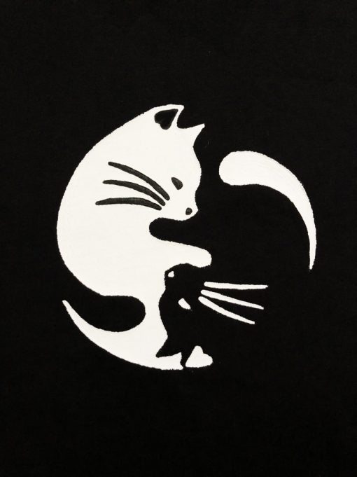 Hand painted T-shirt-Yin and Yang Cats