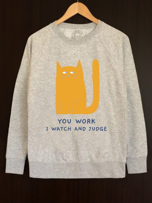 Printed Sweatshirt-Judgemental Cat, Men