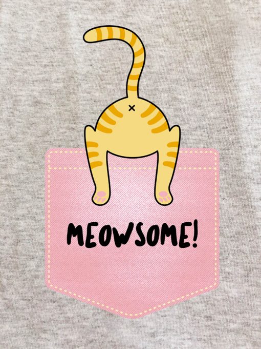 Printed Sweatshirt-Meowsome Ginger Cat, Women