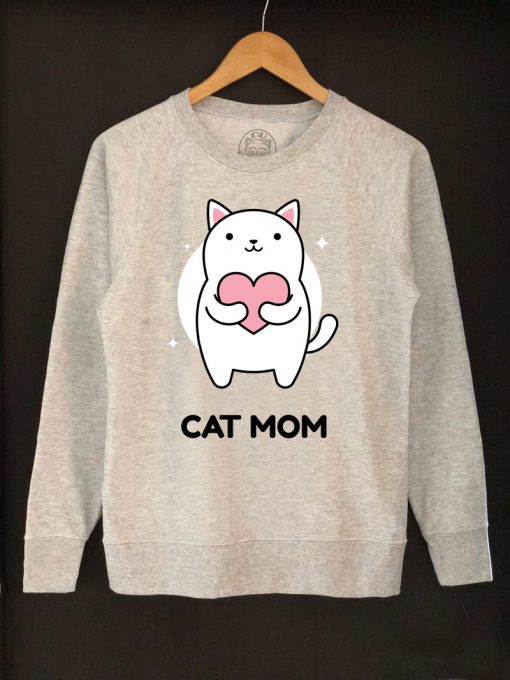 Printed Sweatshirt-Cat Mom, Women