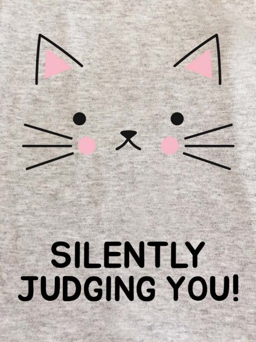 Printed Sweatshirt-Judgemental Cat, Women