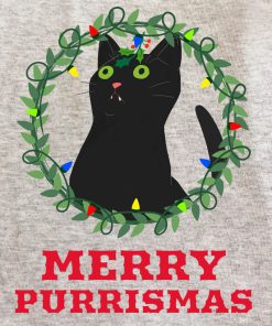 Printed Sweatshirt-Merry Purrismas (Black Cat)