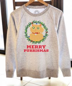 Printed Sweatshirt-Merry Purrismas (Ginger Cat), Women