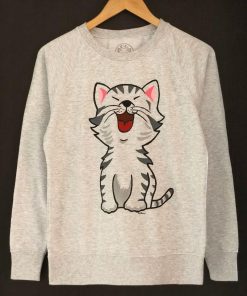 Hand painted Sweatshirt-Happy Cat, Women