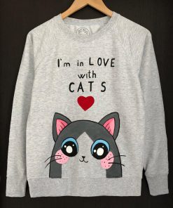 Hand painted Sweatshirt-I’m in love with Cats