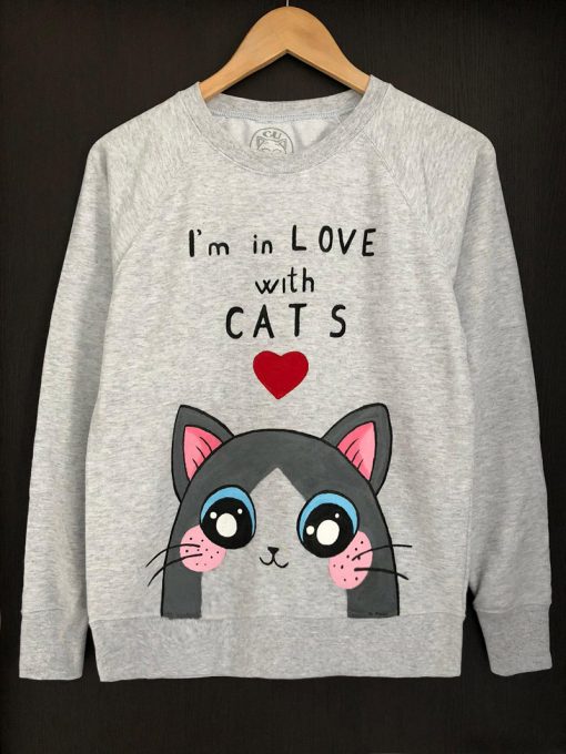 Hand painted Sweatshirt-I’m in love with Cats