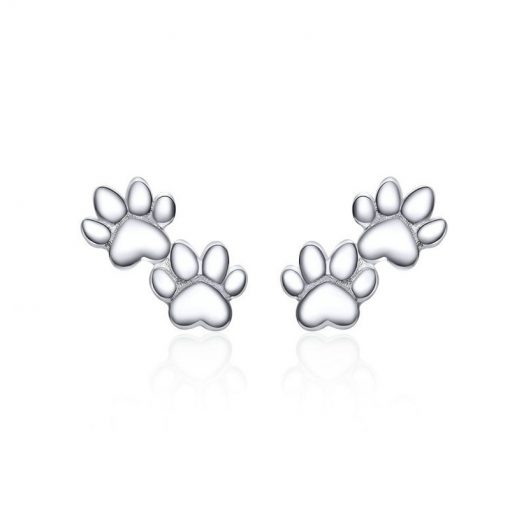 Two Cat Paws Silver Earrings