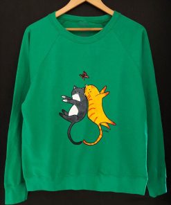 Hand painted Sweatshirt-Cats in Love, Women