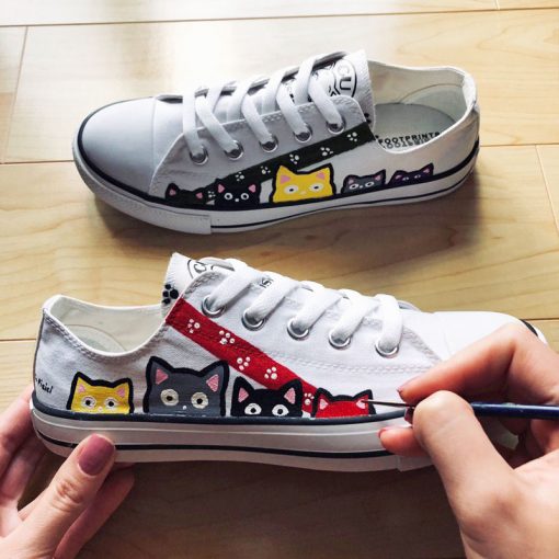Hand painted Sneakers-Joyful Cats