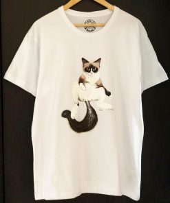 Custom hand painted T-shirt- Lazy Cat Portrait