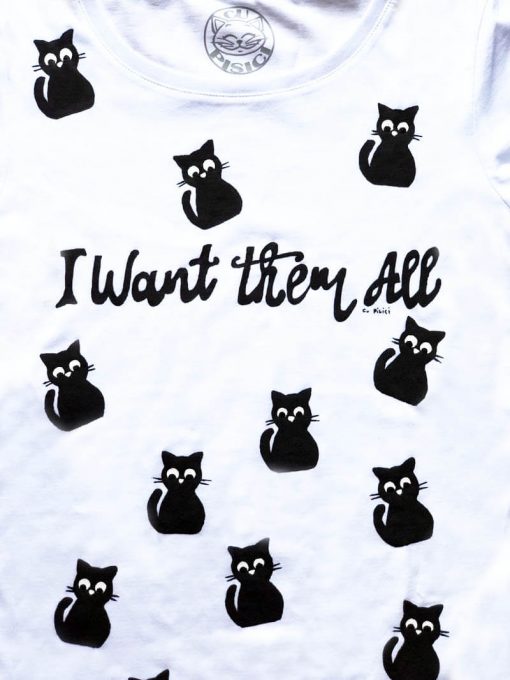 Hand painted T-shirt-13 Lucky Cats, Women