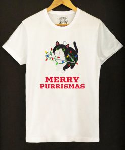 Organic cotton T-shirt-Merry Purrismas (Tuxedo Cat), Men