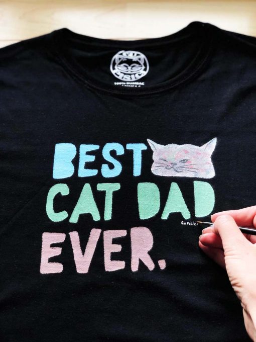 Hand painted T-shirt-BEST CAT DAD, Men