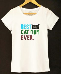 Hand painted T-shirt-Best Cat Mom, Women
