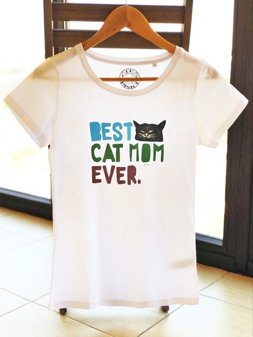Hand painted T-shirt-Best Cat Mom, Women