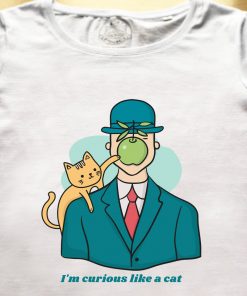Organic cotton T-shirt-Curious like a Cat
