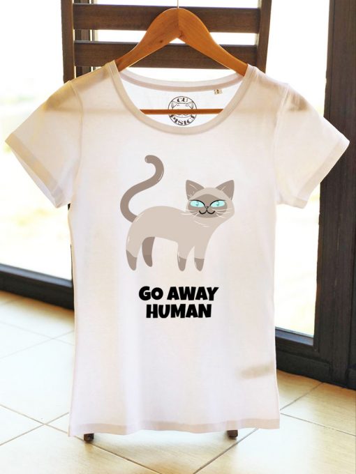 Organic cotton T-shirt- Go away Human, Women