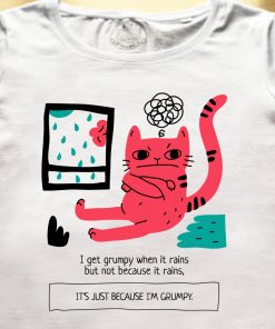 Organic cotton T-shirt- Grumpy Cat Rainy Days, Women