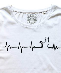 Hand painted T-shirt-Heartbeat Cat, Women
