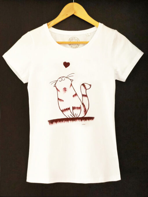 Hand painted T-shirt-Cat in love