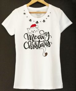 Hand painted T-shirt-Meowy Christmas and Paws, Women