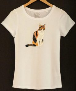 Custom hand painted T-shirt-Calico Cat Portrait