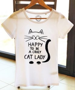 Hand painted T-shirt Crazy Cat Lady (White), Women