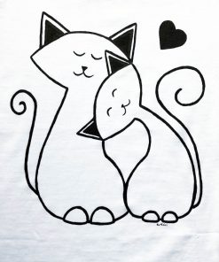 Hand painted T-shirt-Cats in love, Women
