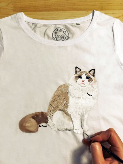 Custom hand painted T-shirt-Ragdoll Cat-Model 2