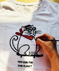 Hand painted T-shirt-Too COOL for this Planet, Women