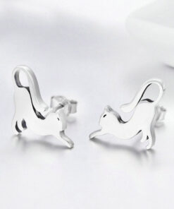 Elegant Cats Silver Earrings
